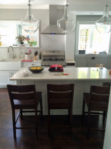 kitchen counter and cabinet